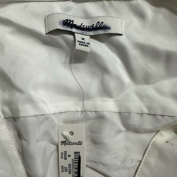 Madewell Long-Sleeve Popover Top Women's Med Lighthouse Silk Split Crewneck NWT - Picture 5 of 8